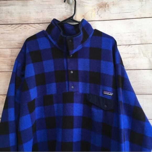 PATAGONIA SYNCHILLA SNAP-T PULLOVER IN BLUE BUFFALO PLAID - Picture 2 of 6